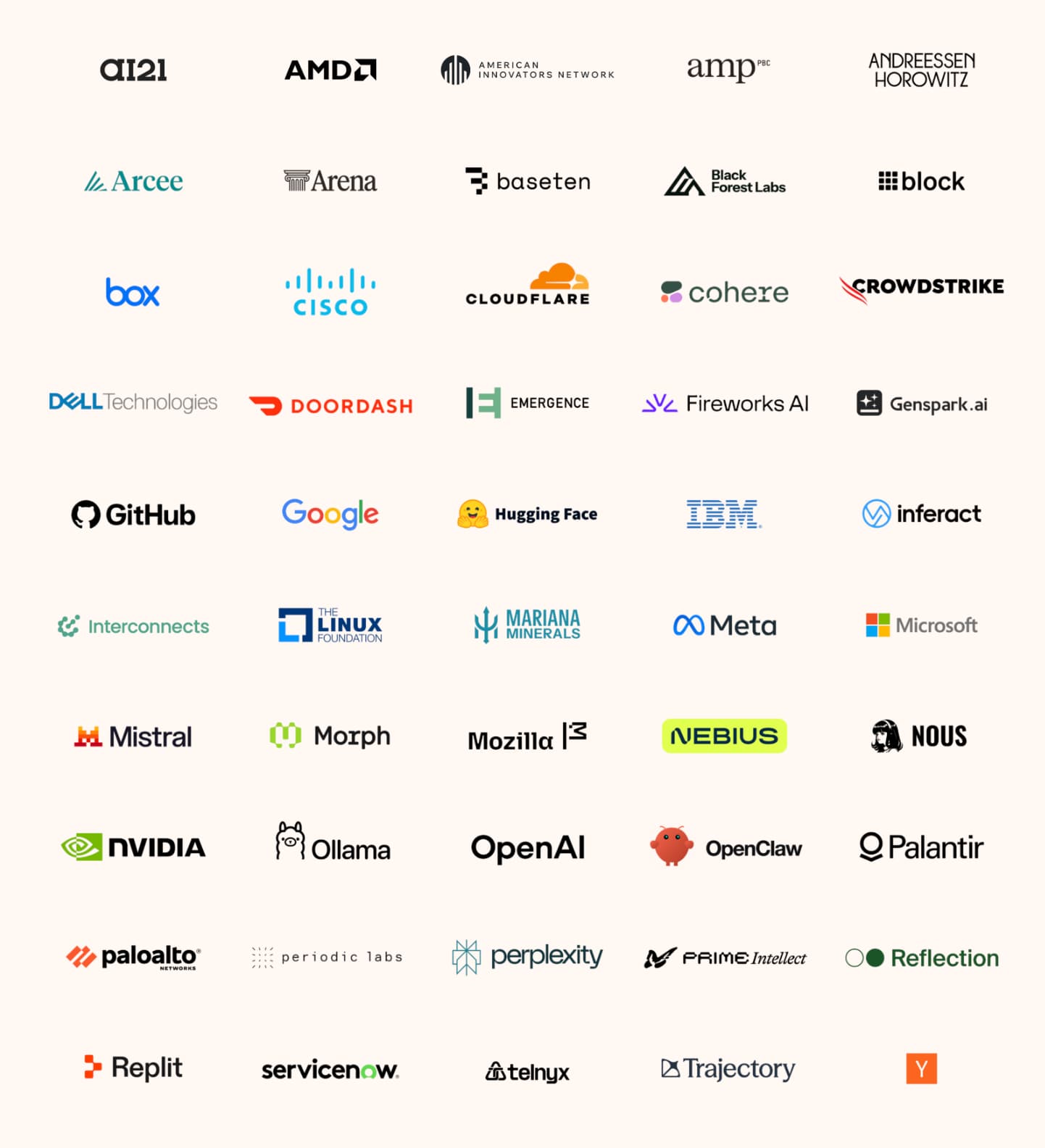 The 90-plus signatory grid on Microsoft's open-weight page. Anthropic is not in it.